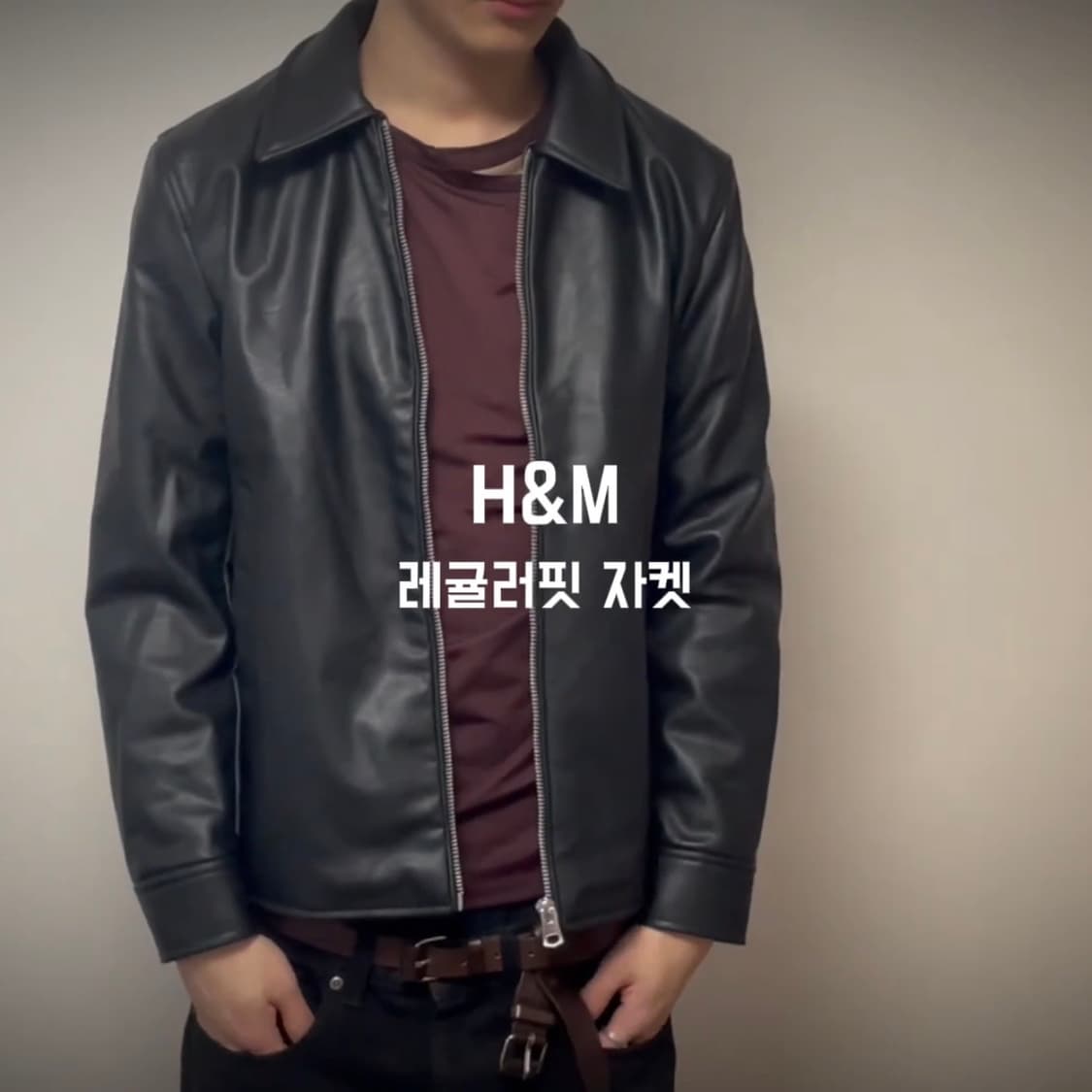 H&M 레귤러핏 가죽자켓 M 상품이미지1