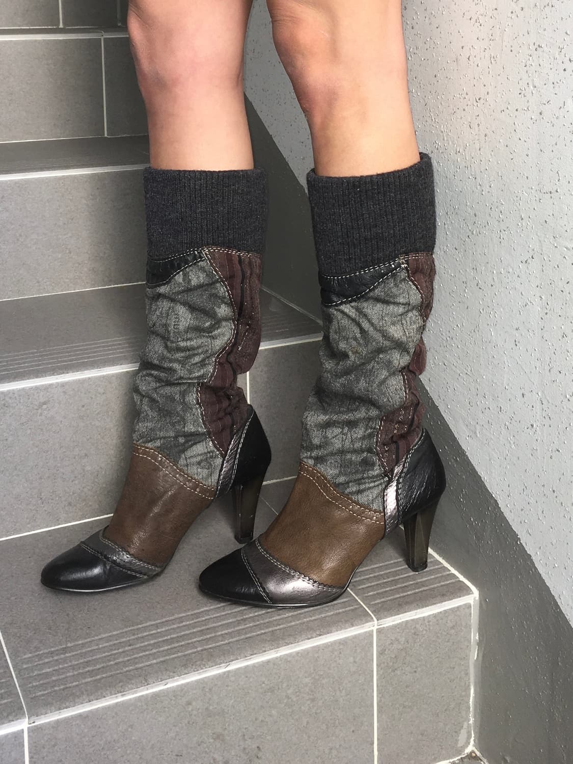 BNX oriental y2k patch design knit boots 상품이미지7