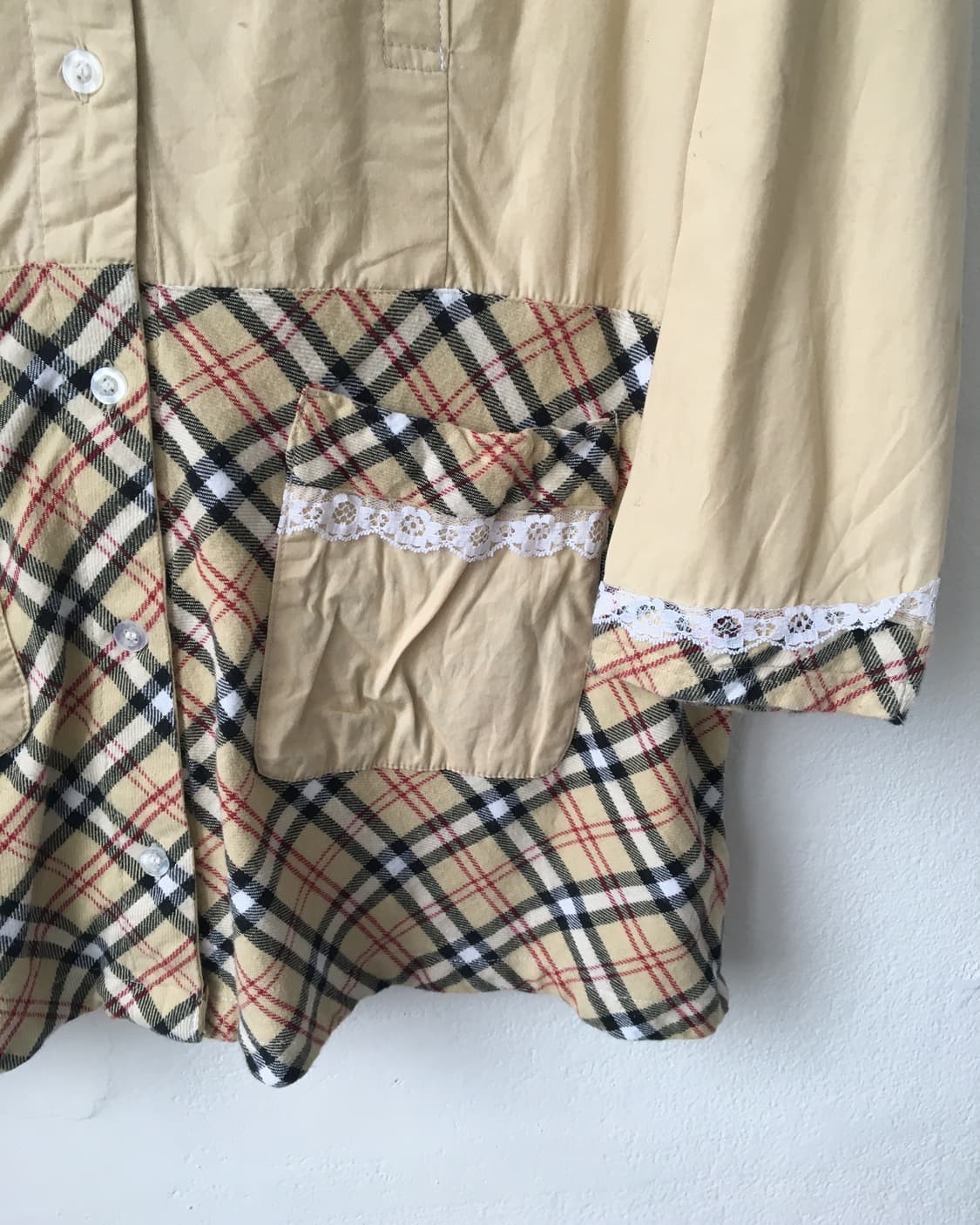 Check pattern layered lace trimming jack 상품이미지5