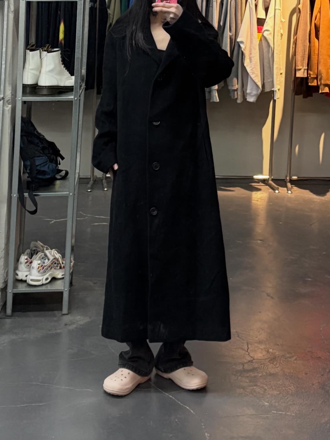 타임 울 블랙 롱코트 A3132 상품이미지1