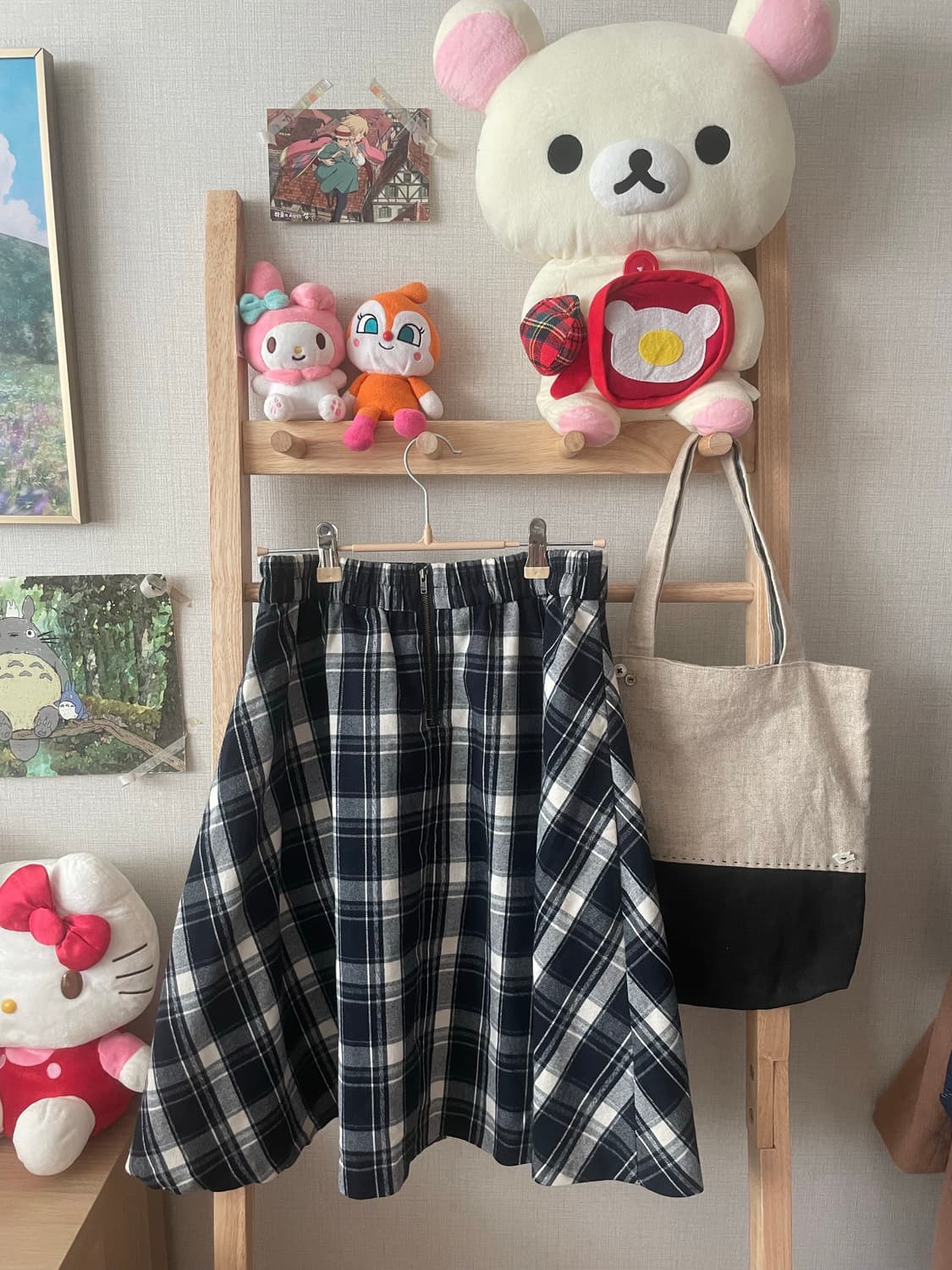 모리걸 빈티지 무채색 사와코 케이프 set 🤍🩶 상품이미지5