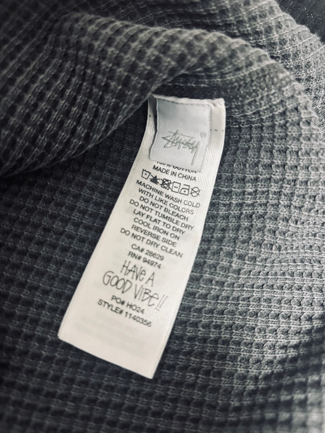 스투시 래글런 써멀 롱슬리브 크루 워시드 블랙 l 상품이미지4