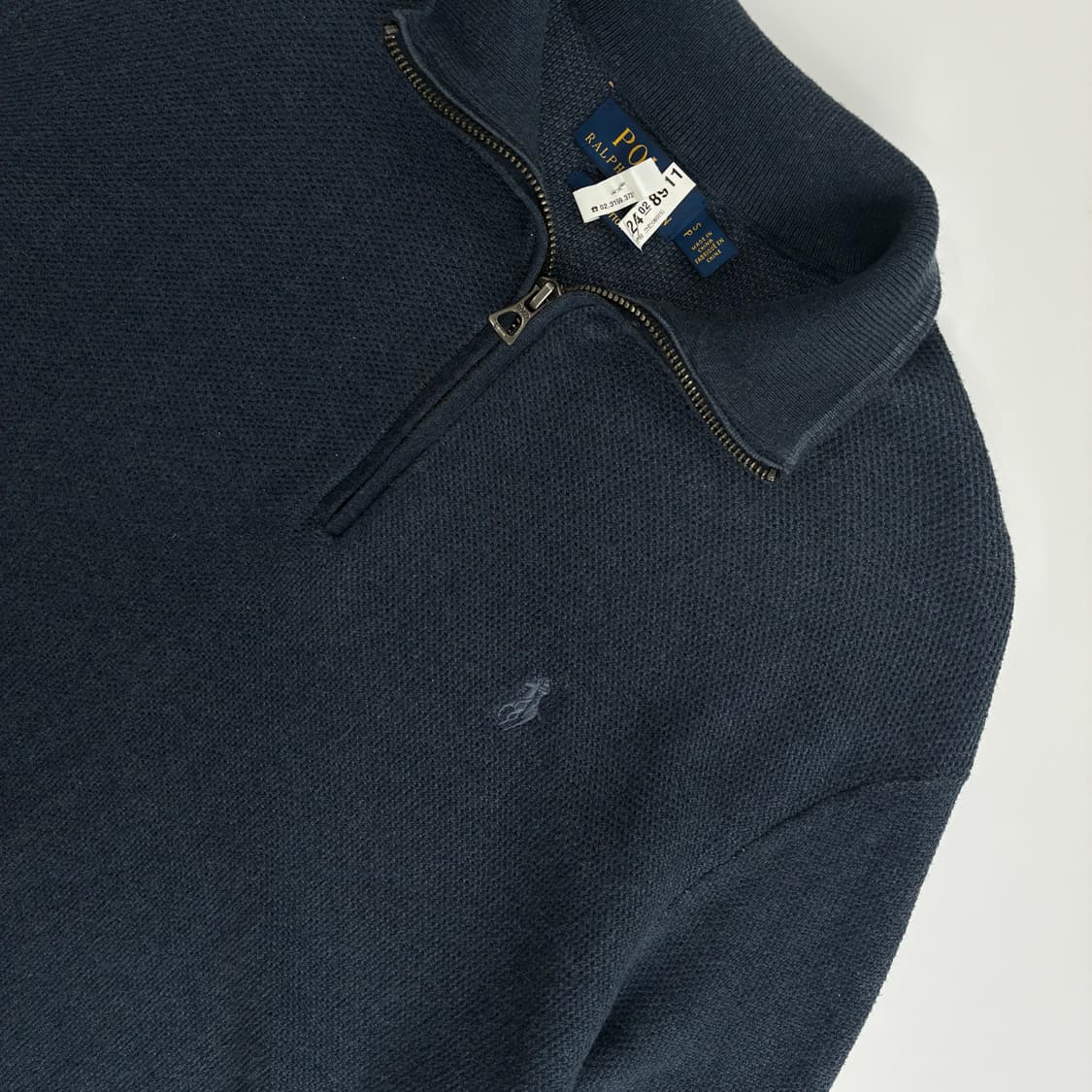 Polo  폴로 랄프로렌 자수 피마코튼 다크네이비 반집업 니트  상품이미지3