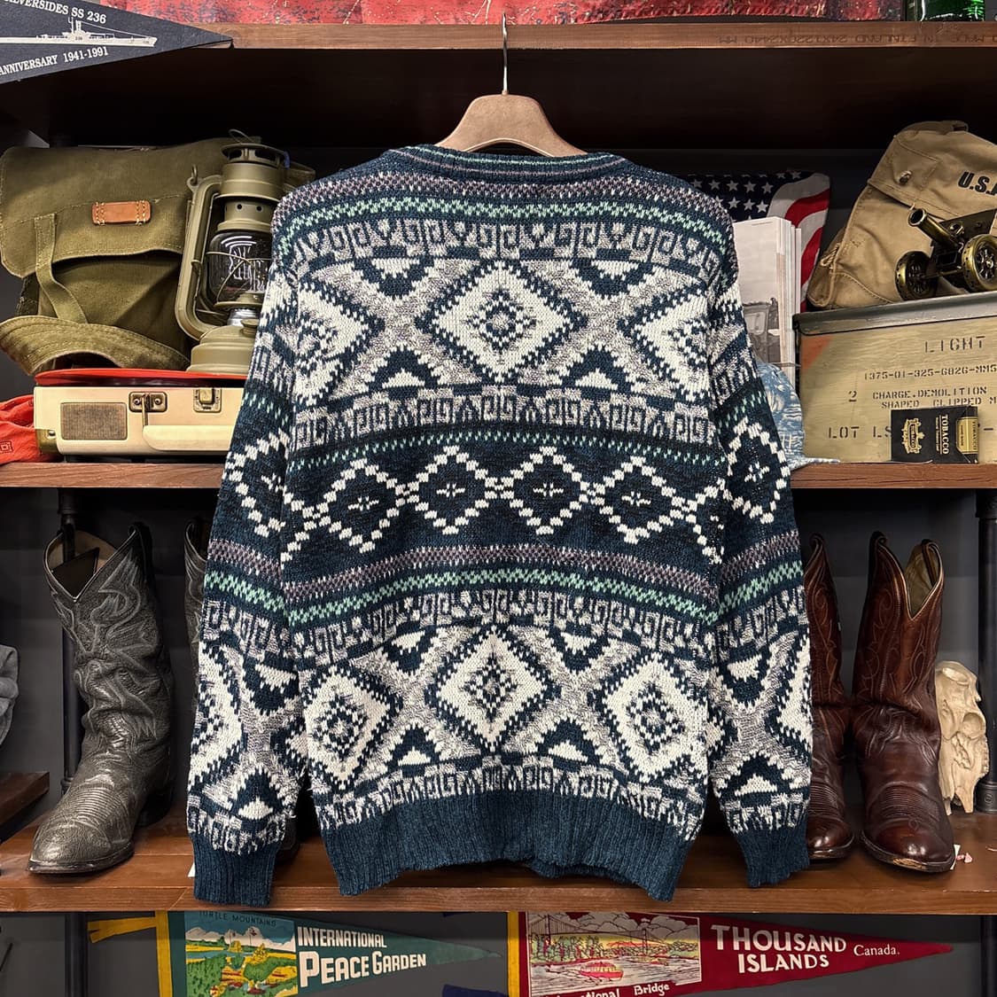 90s 빈티지 페어아일 패턴 울 니트 스웨터 상품이미지2
