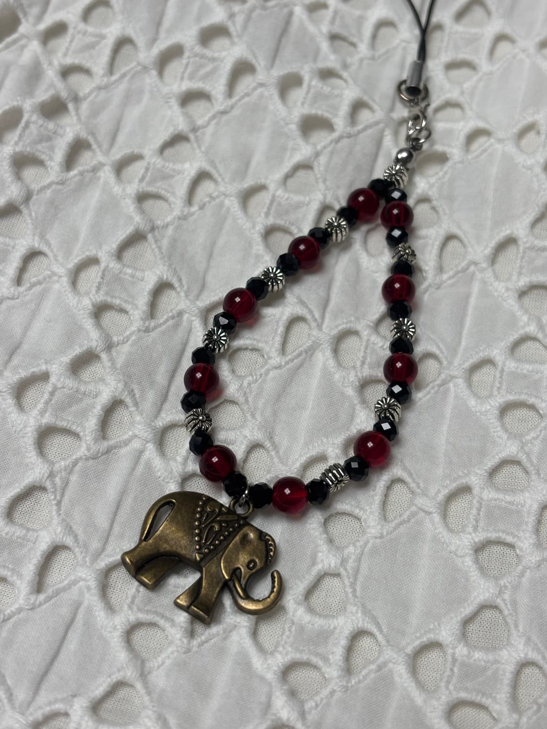 [핸드메이드] 코끼리 핸드폰 줄 키링 (빨강) 상품이미지1