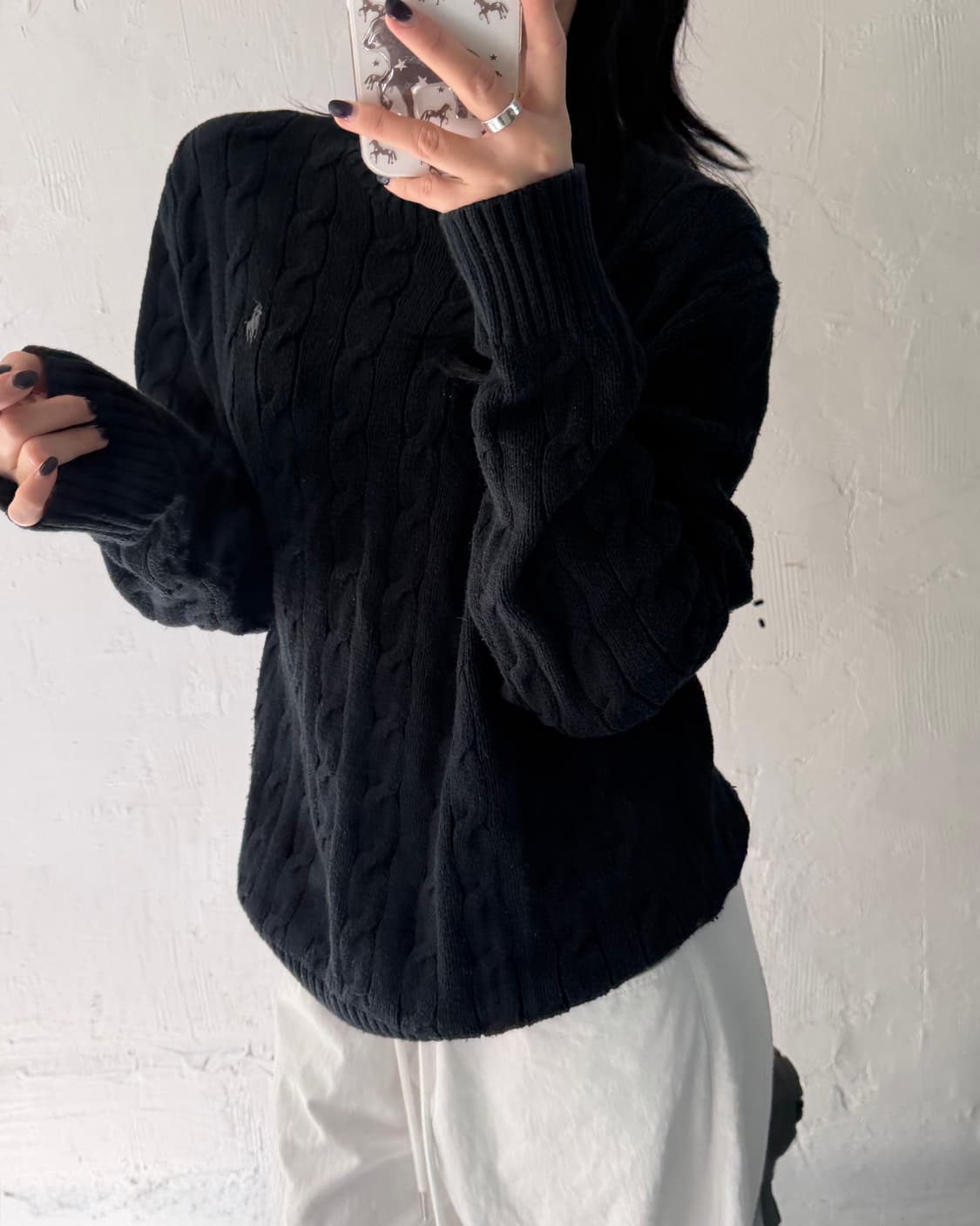  Polo 폴로 랄프로렌 신형 블랙컬러 코튼 케이블 니트 상품이미지3