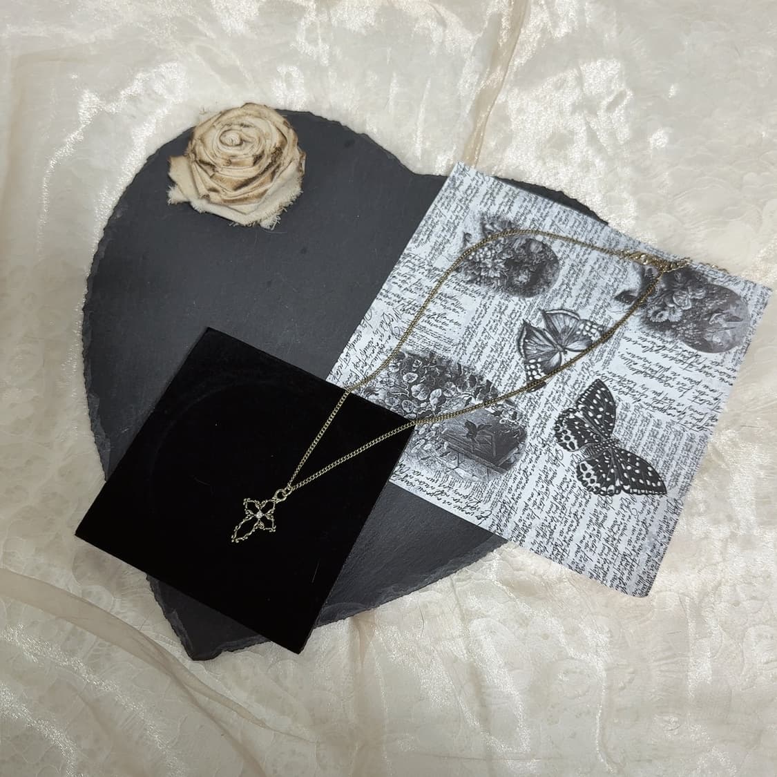 빈티지 황동 십자가 쿠바체인 목걸이 상품이미지2