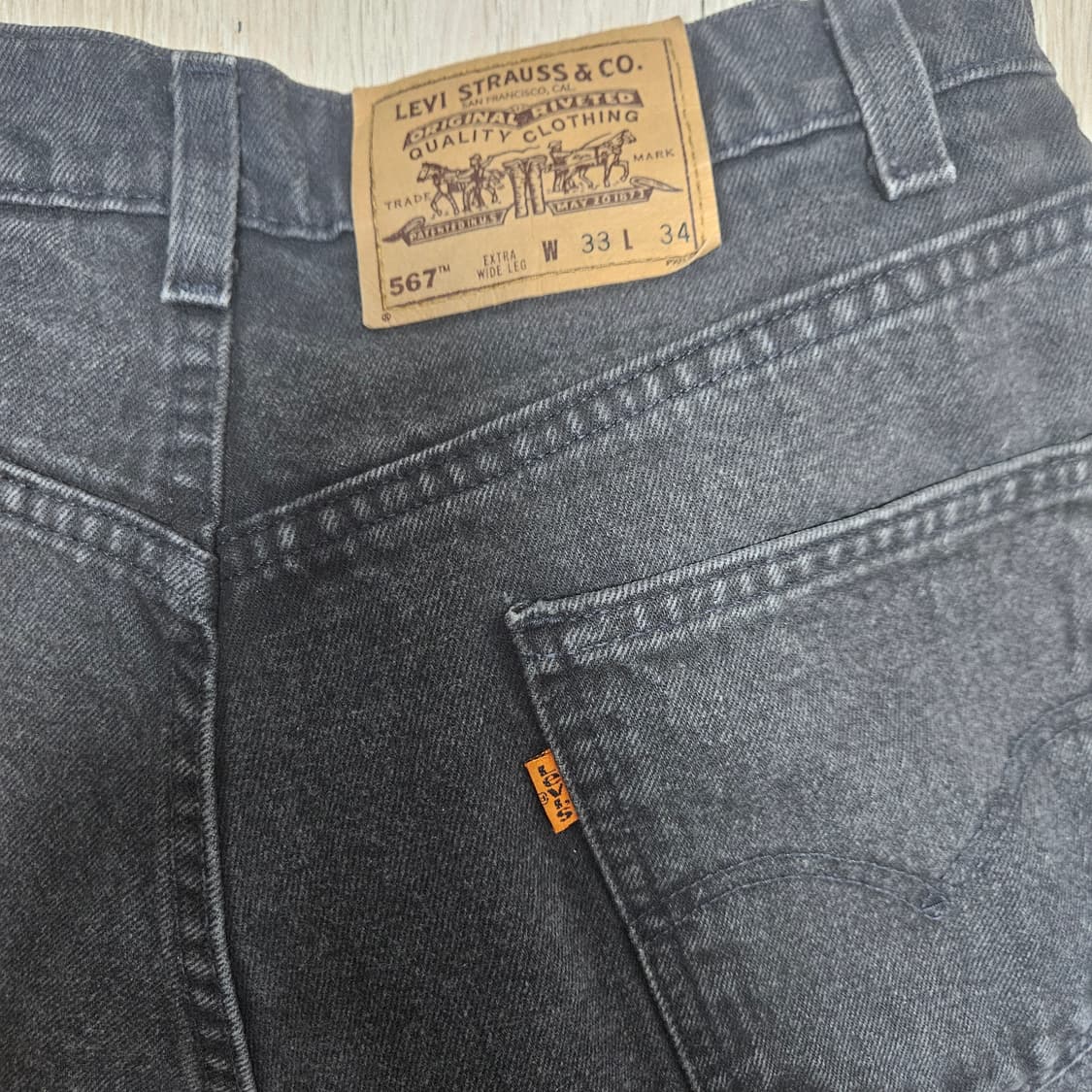 90s 리바이스 567 흑청 오렌지탭 상품이미지5