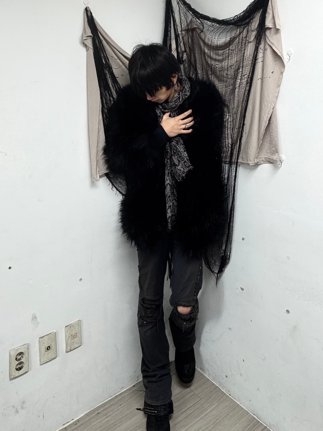 Black ECO Fur Jacket 상품이미지2
