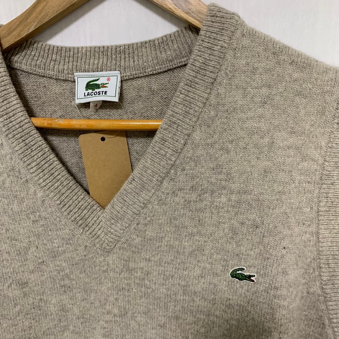 라코스테 빈티지 니트 베스트 조끼 베이지 남녀공용 상품이미지3