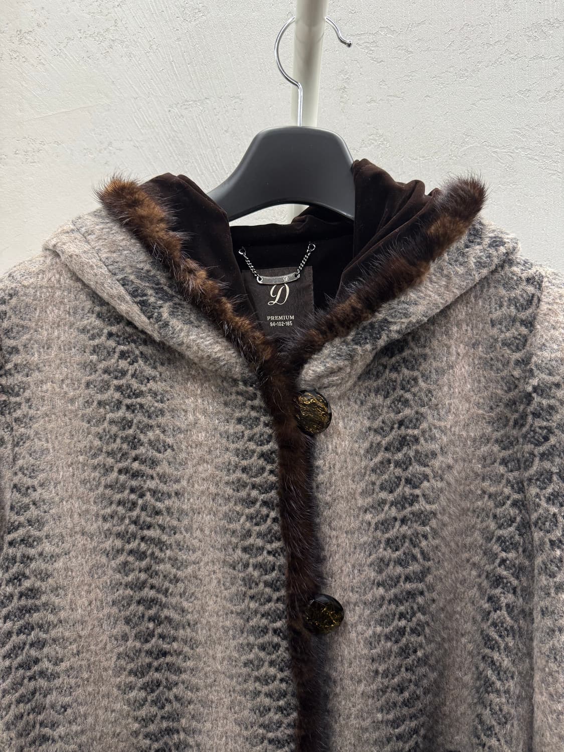 D Premium 럭셔리 밍크 후드 코트 상품이미지3