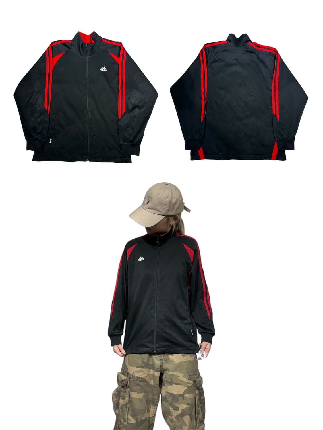 아디다스 블랙 레드 사이드 라인 스몰 로고 트랙탑 져지 상품이미지1