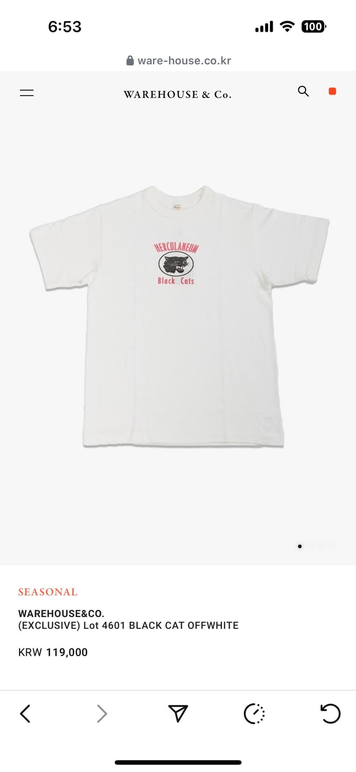 WAREHOUSE Black Cat 티셔츠 상품이미지1
