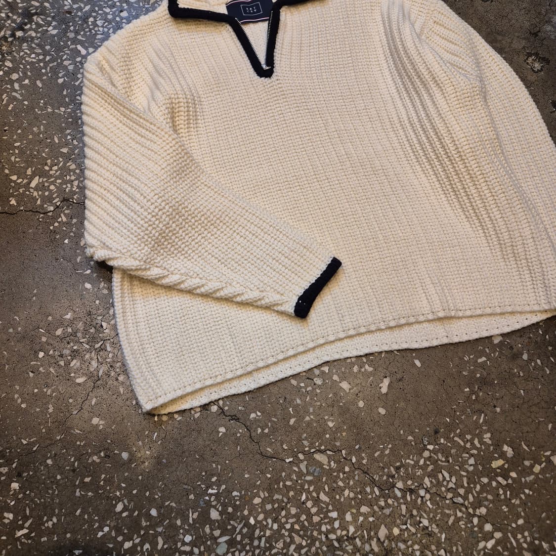 M 아이보리 하프집업 오버핏 카라니트 상품이미지7