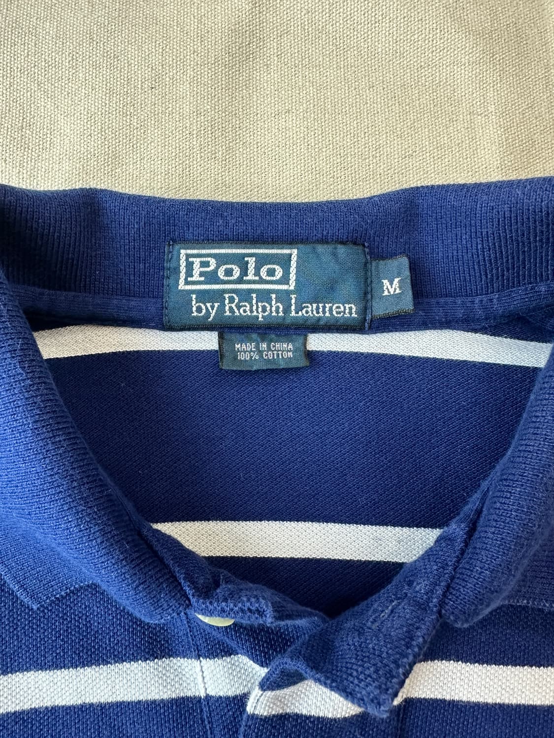 폴로 랄프로렌 스트라이프 피케 반팔 카라티 블루 M 상품이미지4