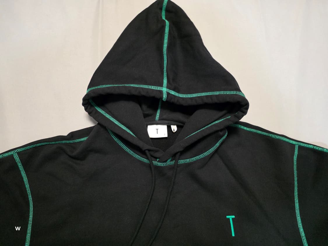 Tate 블랙 후드티 그린 스티치 상품이미지2