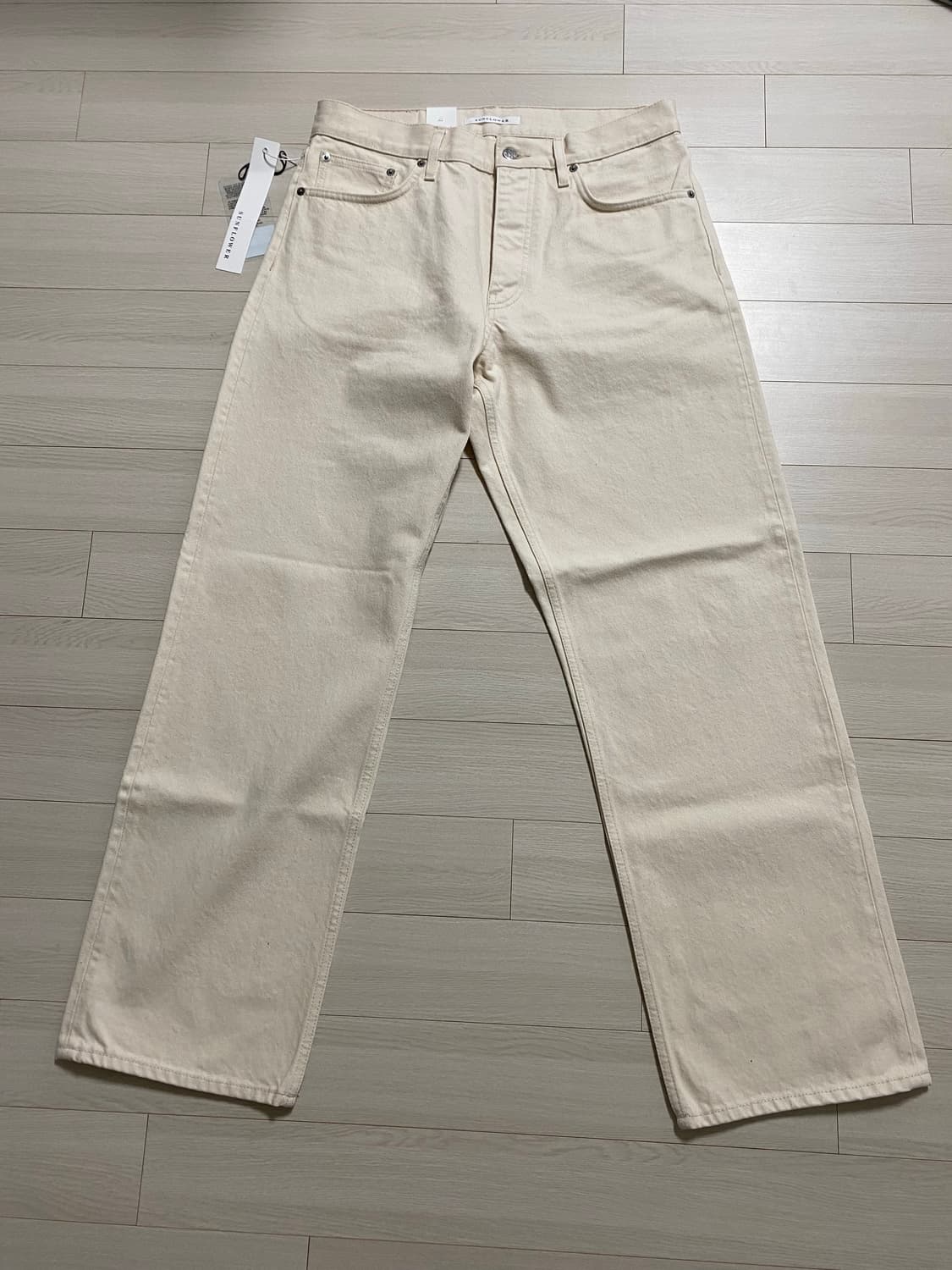 SUNFLOWER Loose Dess 아이보리 색상 데님 32 새상품 상품이미지1