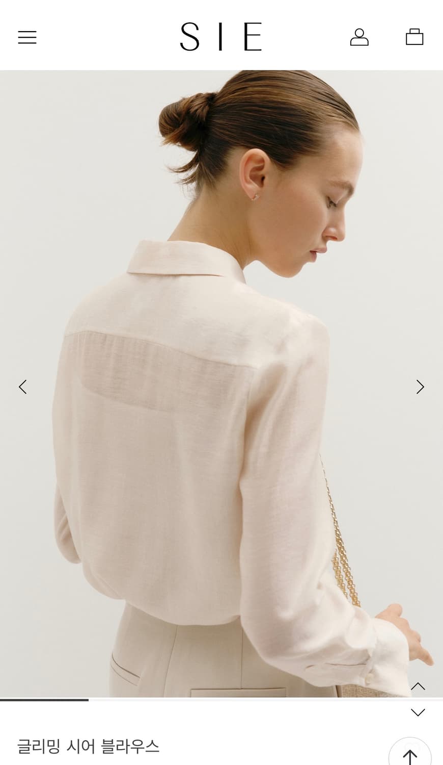 (새상품)(S) SIE 시에 글리밍 시어 블라우스[밀키 블루] 판매 상품이미지2