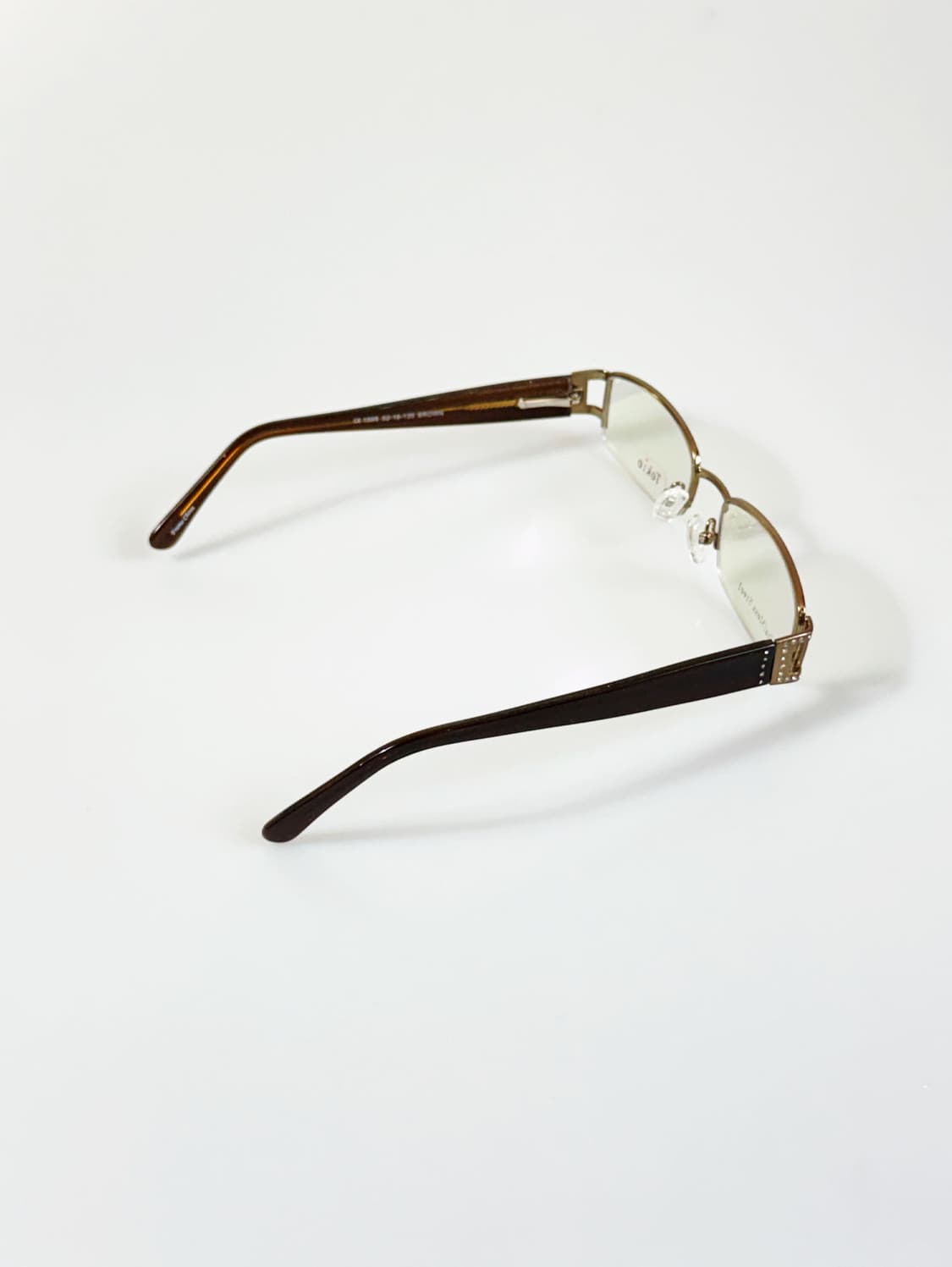 90s TOKIO 브라운 메탈 반무테 슬림 스퀘어 빈티지 안경 상품이미지5