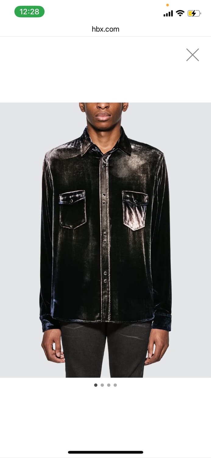 생로랑 오버사이즈 블리치드 벨벳 셔츠 상품이미지3