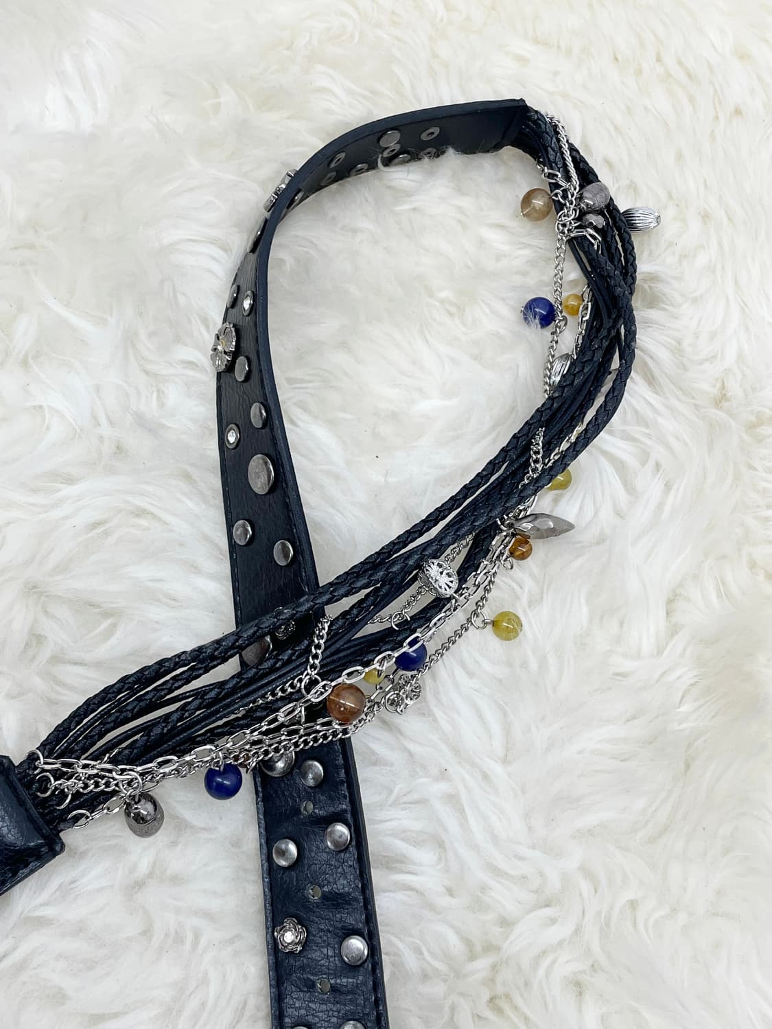 블랙페어리 레이어드 큐빅 스터드 버클 벨트 상품이미지6