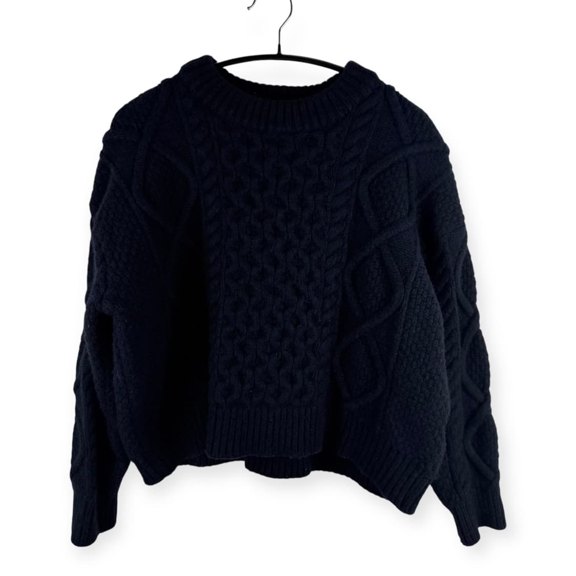 (F) 스튜디오톰보이 우먼스 크롭 케이블 울 니트 네이비 상품이미지1