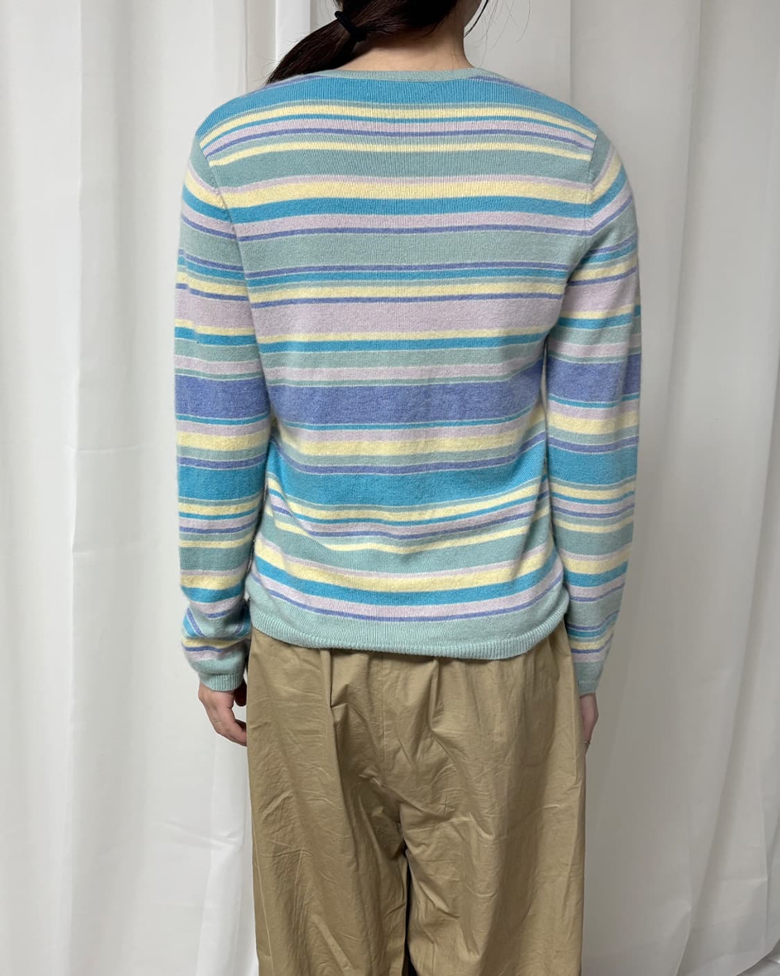 LAND'S END 파스텔 스트라이프 브이넥 캐시미어 풀오버 상품이미지8