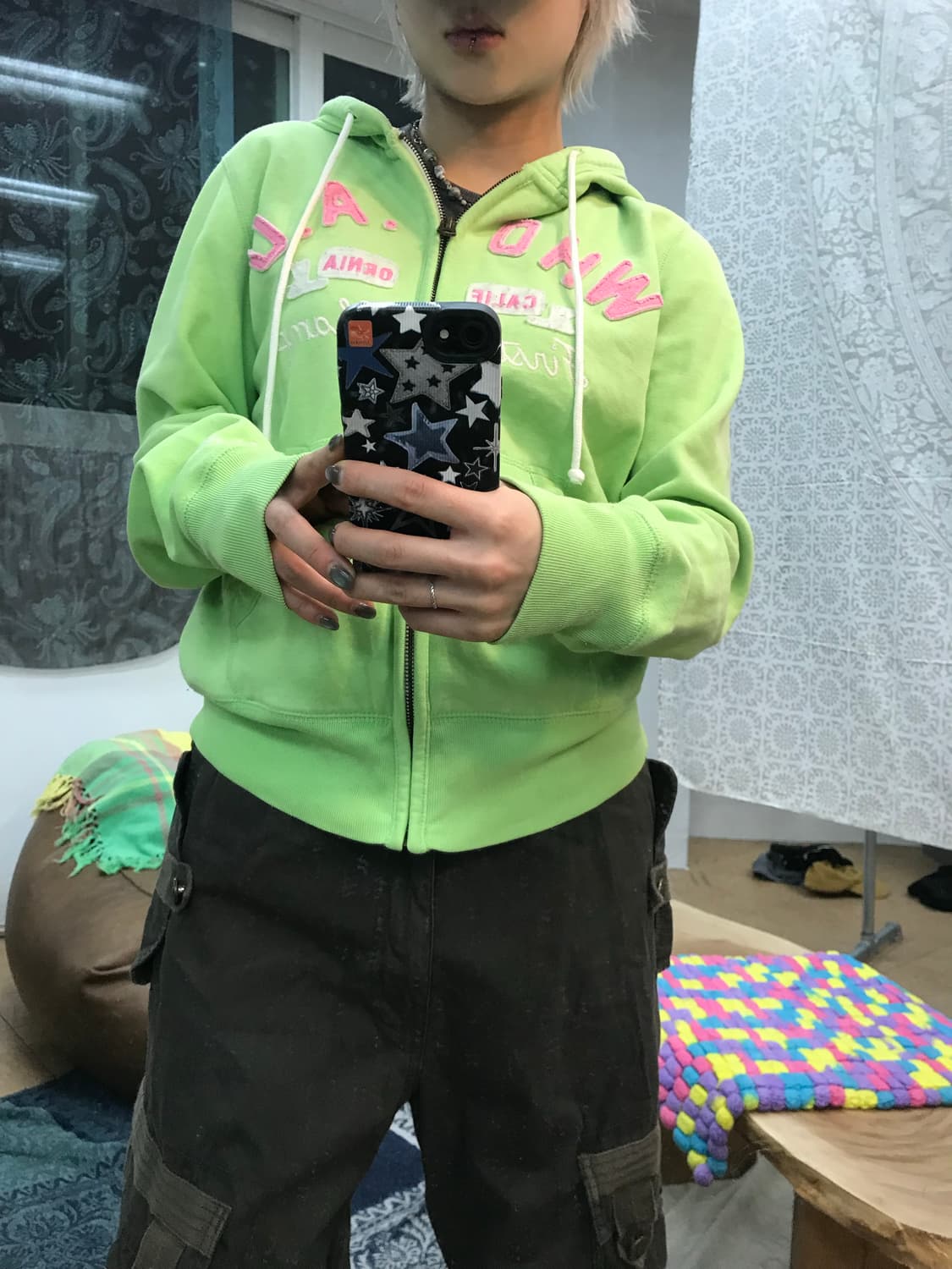 후아유 연두 여성 자수 후드집업  상품이미지2