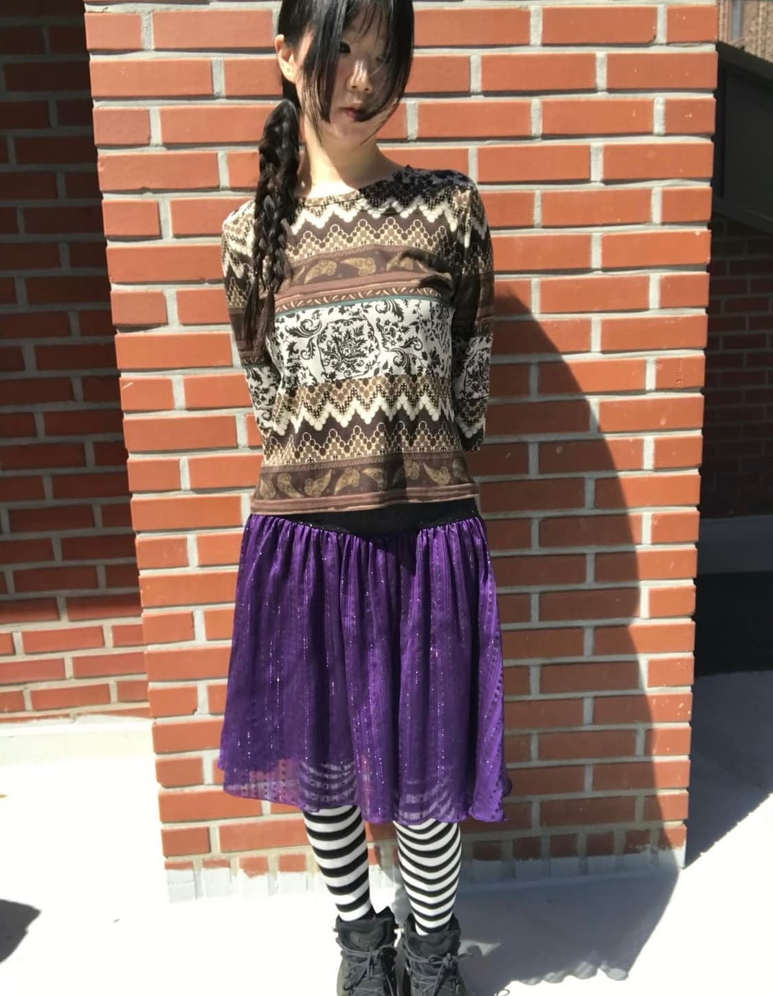 vintage brown pattern top 상품이미지3