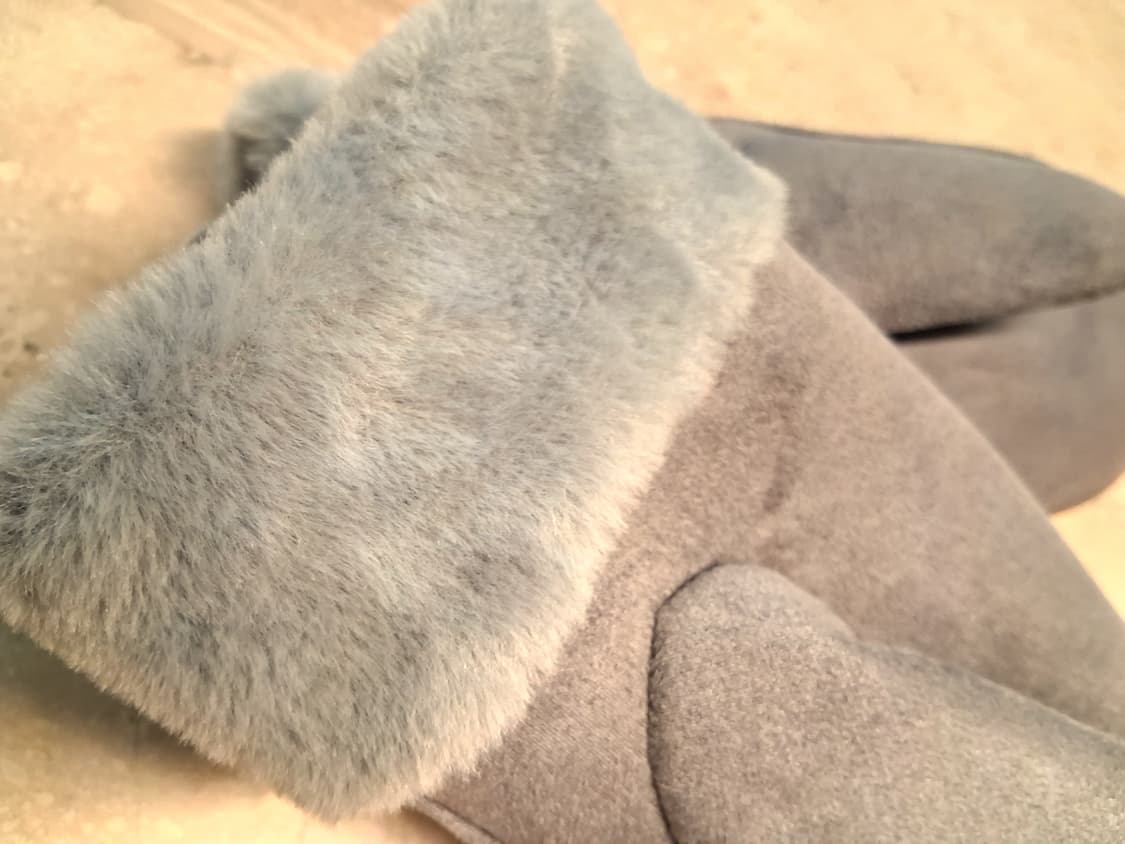 두꺼운 털안감 스웨이드 벨벳 벙어리 장갑 그레이 (새상품) 상품이미지6