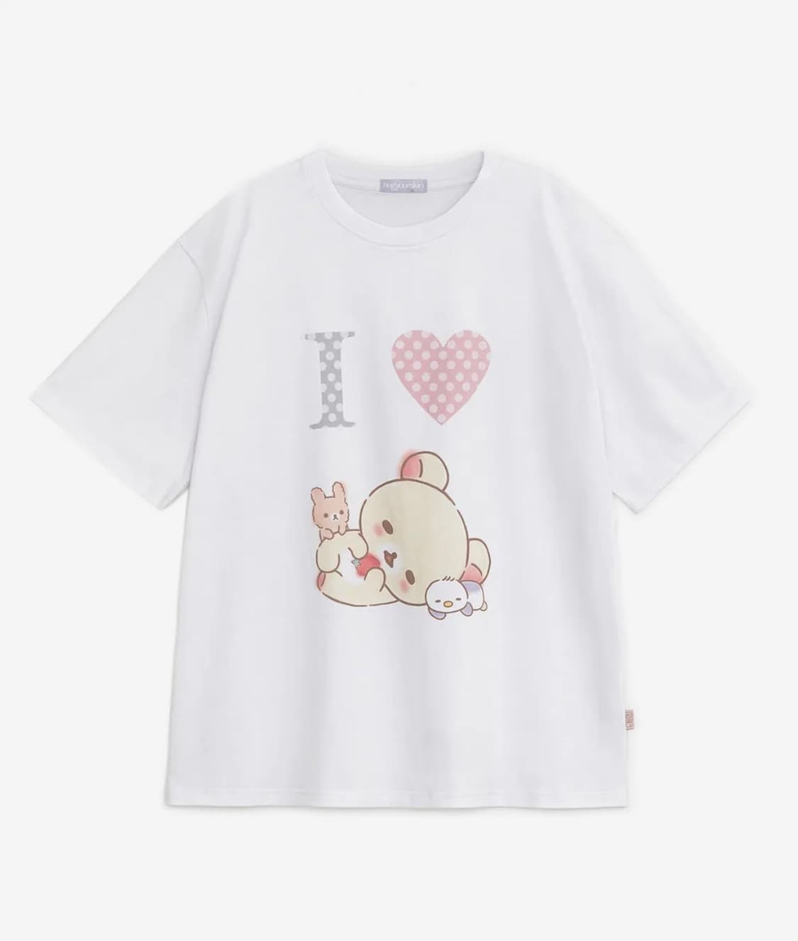 허그유어스킨 아이 러브 코리락쿠마 반팔티 티셔츠 화이트 상품이미지1