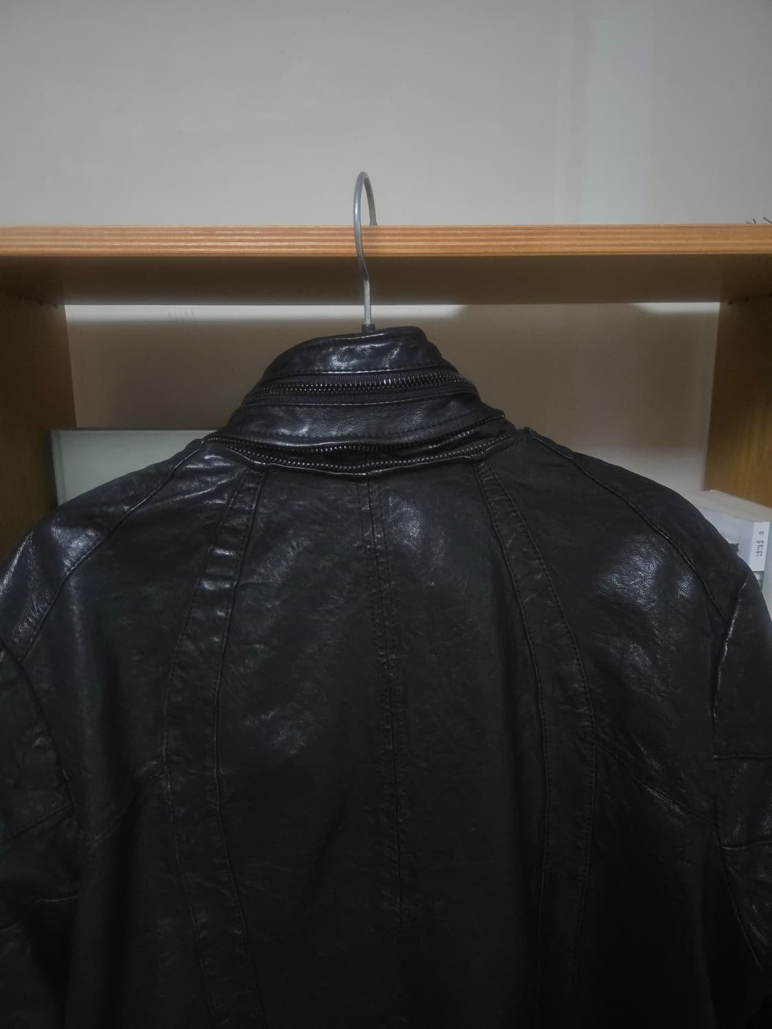 램스킨 사선 절개 레더자켓 상품이미지2