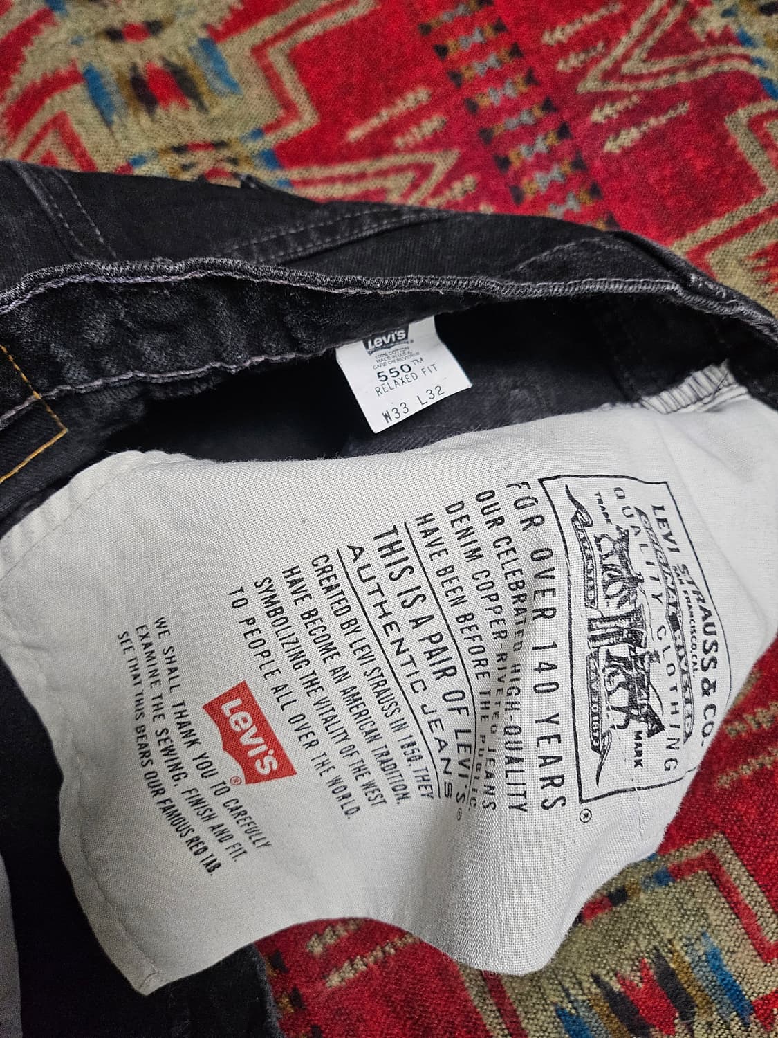 90s USA levis 550 black denim jean 33 상품이미지7