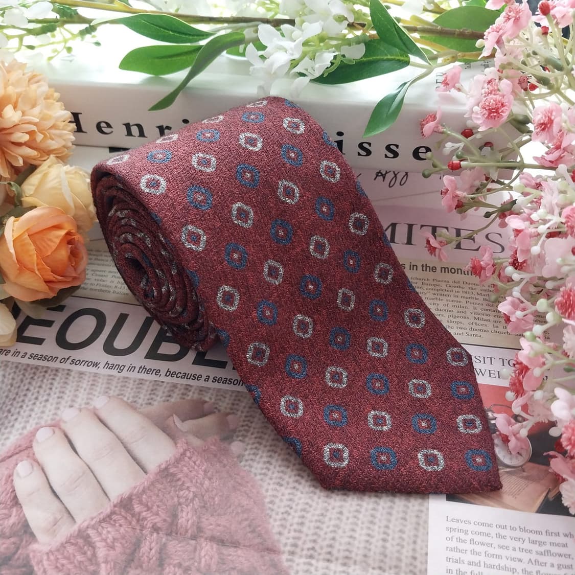 빨질레리 울&코튼&실크 와인 패턴 넥타이 8.1cm A+등급 K1424
 상품이미지2