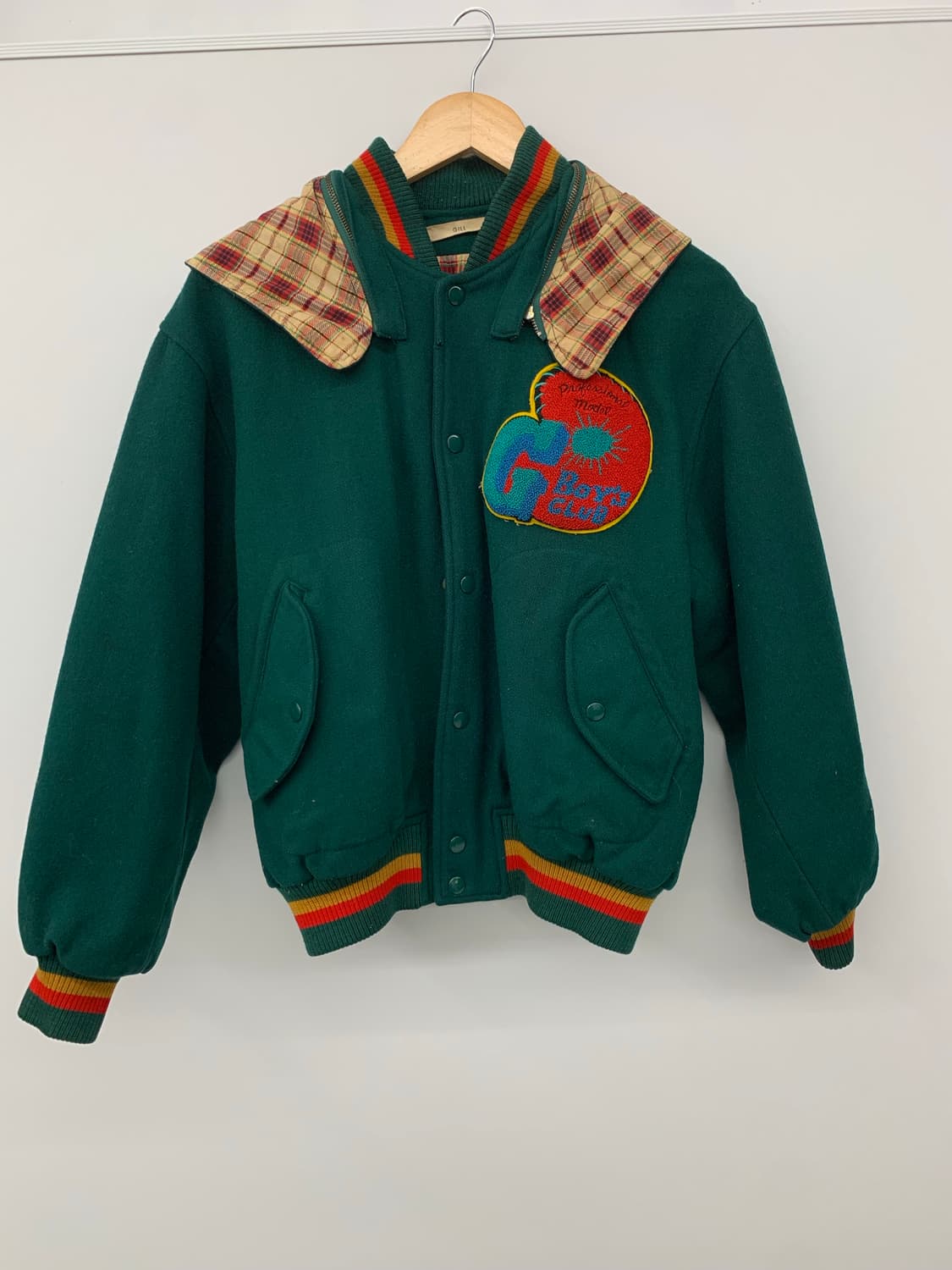 체크 후드 90s 패치 울봄버 상품이미지6