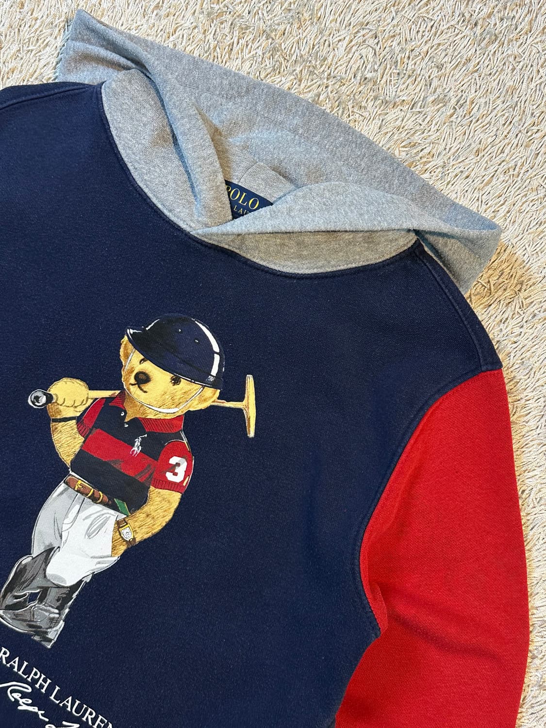 폴로 랄프로렌 신형 QR 보이즈 베어 컬러블록 후드티 상품이미지2