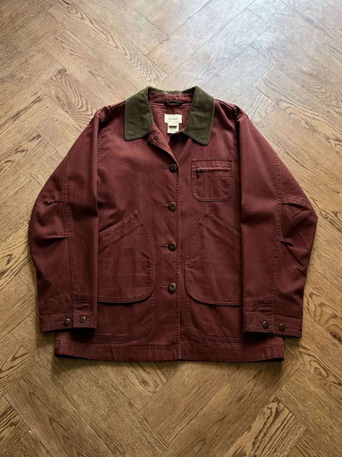 [M]엘엘빈 USA 체크 라이닝 버건디 캔버스 헌팅 자켓 상품이미지1