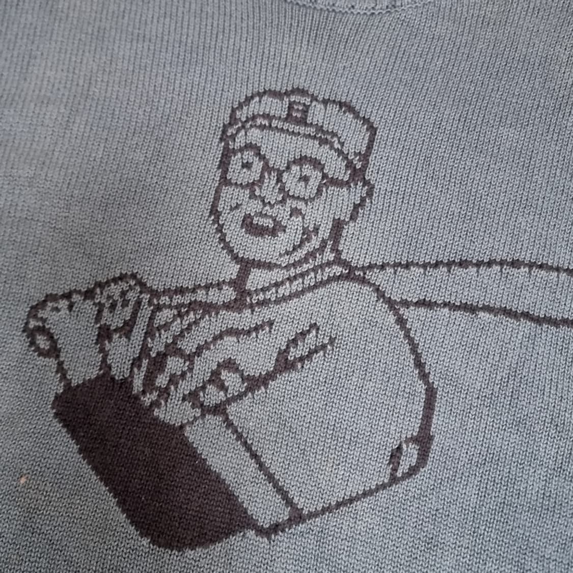 RWCHA 일본제 야구 선수 캐릭터 니트 스웨터 하늘색 상품이미지3