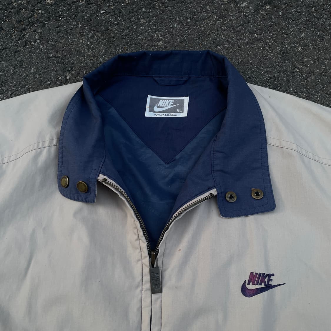 90s 삼나스포츠 나이키 아이보리 봄버자켓 블루종 올드스쿨 트랙자켓 XL 상품이미지5