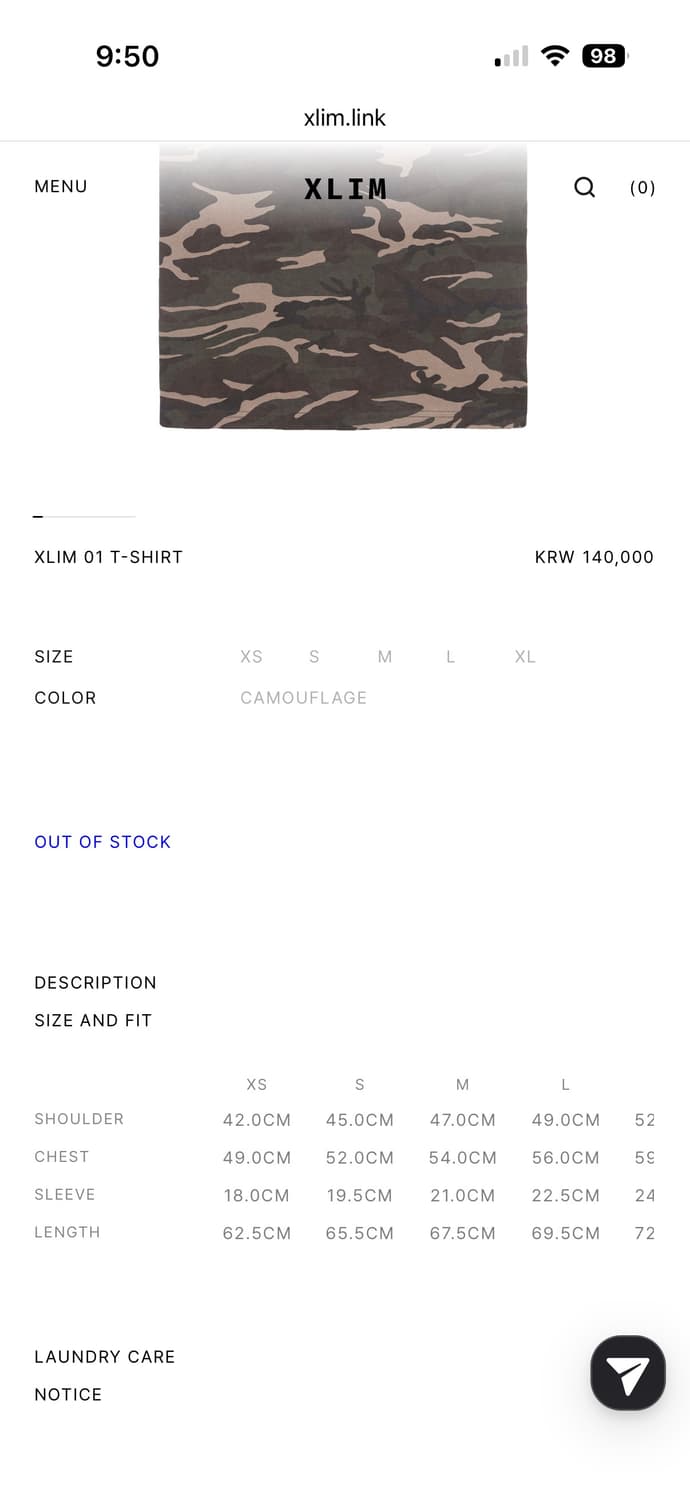 Xlim 시퀀스 01 T-SHIRT 카모 S 상품이미지2
