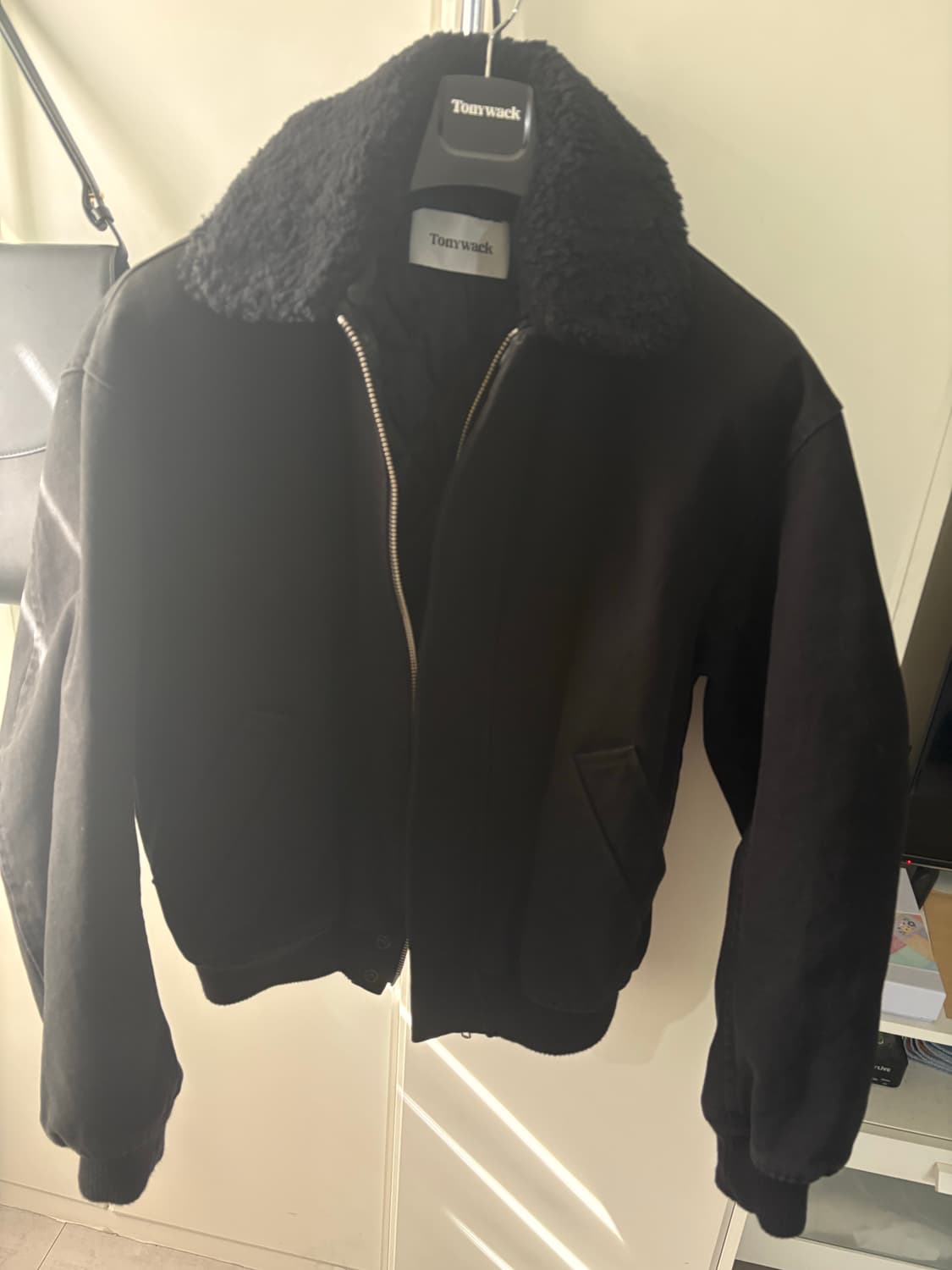 토니웩 워시드 코튼 쉐어링 봄버 M 블랙 상품이미지1