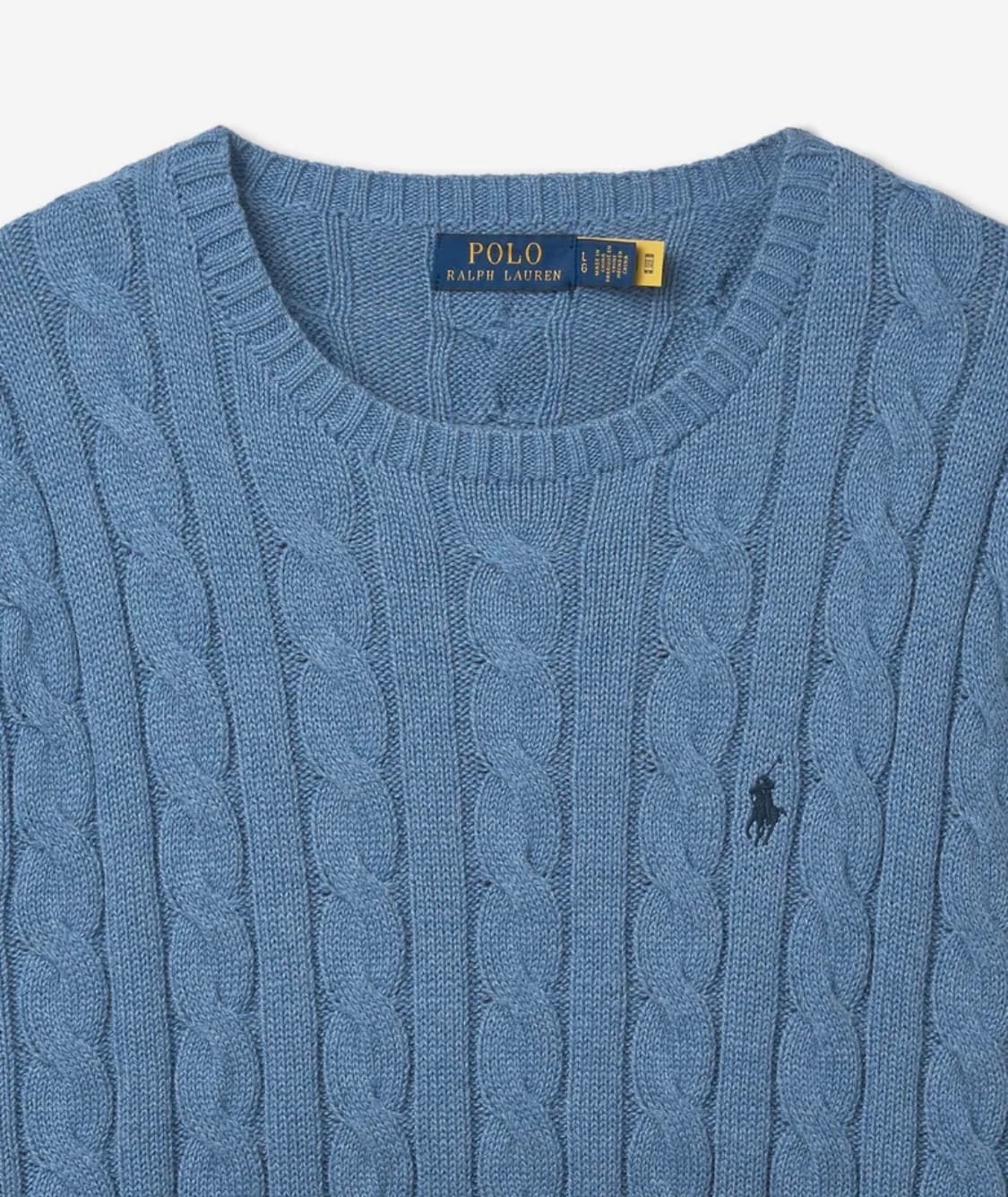 [L] 폴로 랄프로렌 케이블 니트 코튼 스웨터 블루 상품이미지3