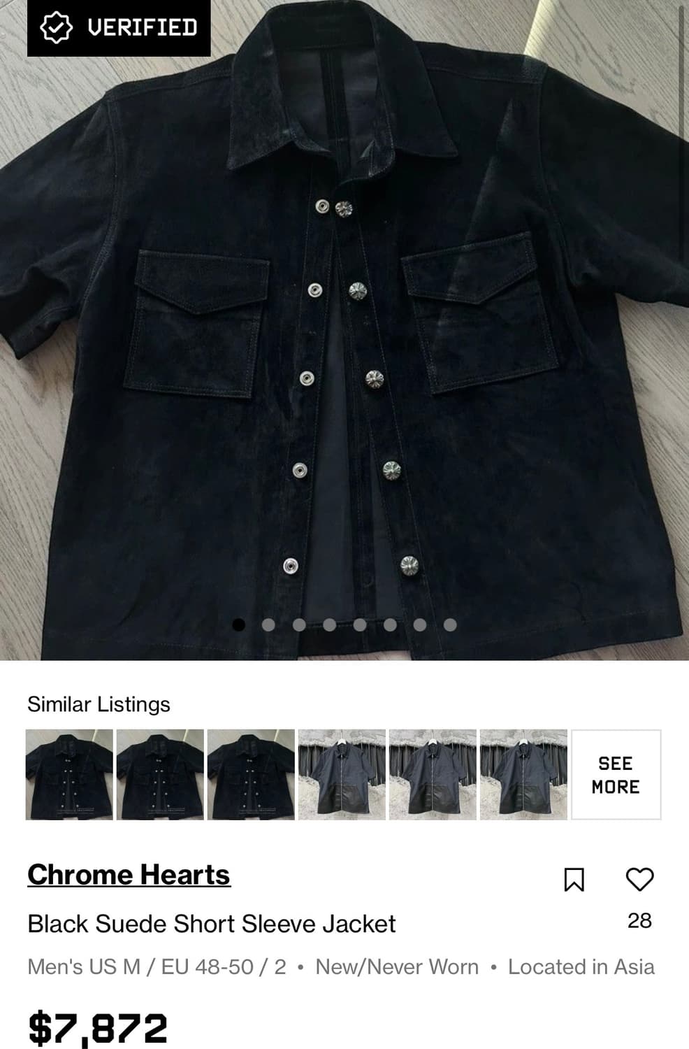 크롬하츠 카프스킨 스웨이드 레더 자켓 상품이미지8