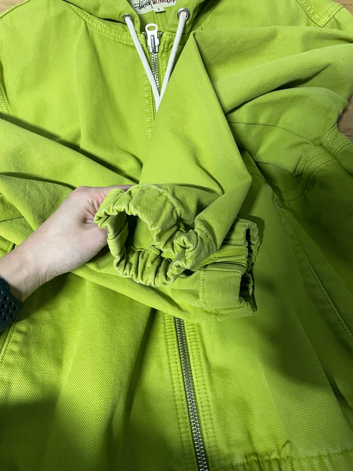 Stussy 워크웨어 후드 자켓 형광 연두색 상품이미지5