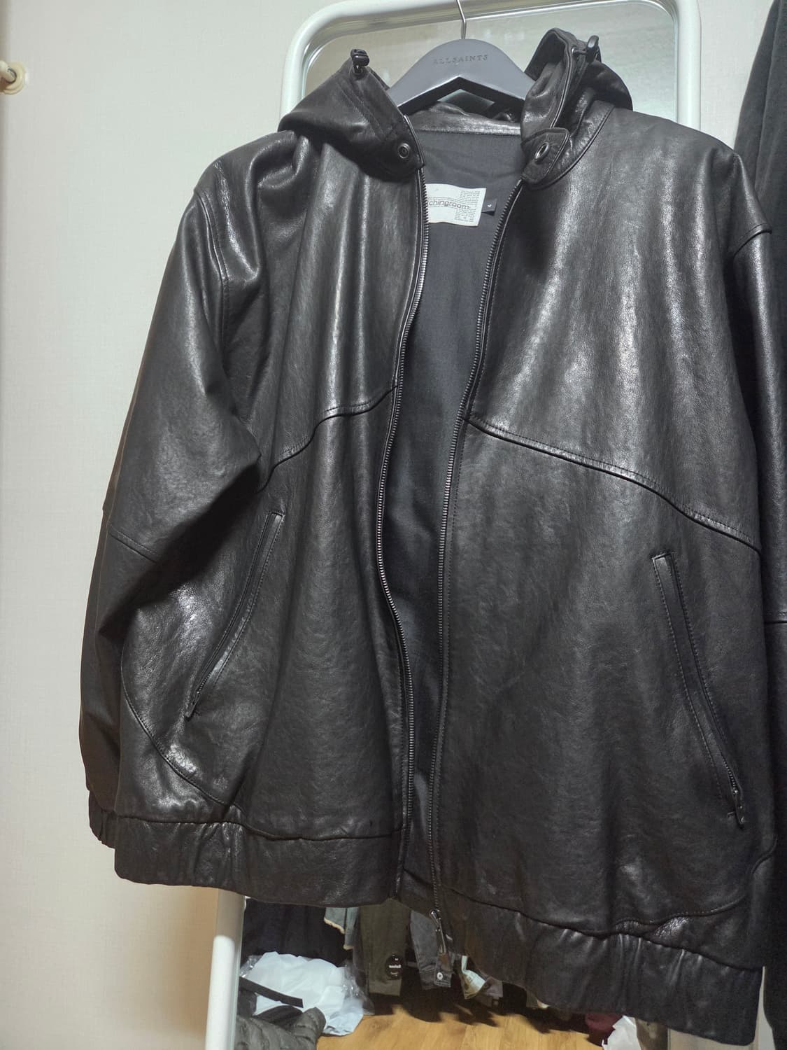 4) 해칭룸 레더 후드 자켓 상품이미지1