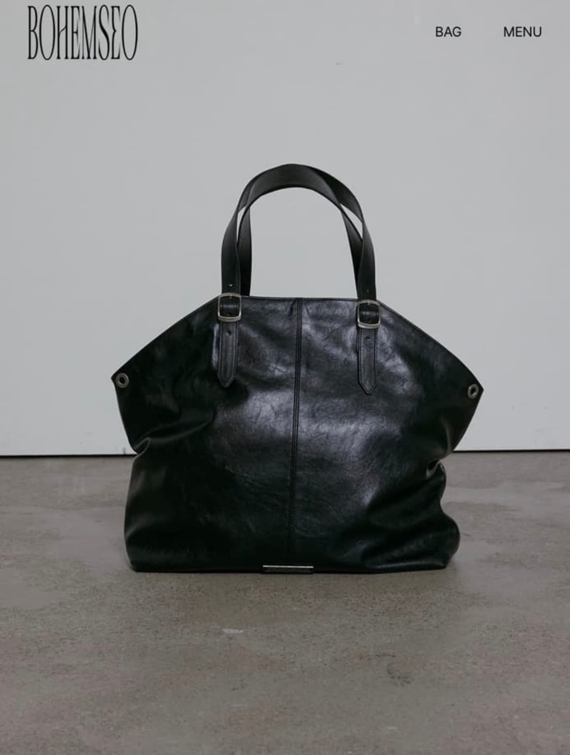 보헤미안서울 벨티드 셔링 레더 숄더백 블랙 상품이미지1