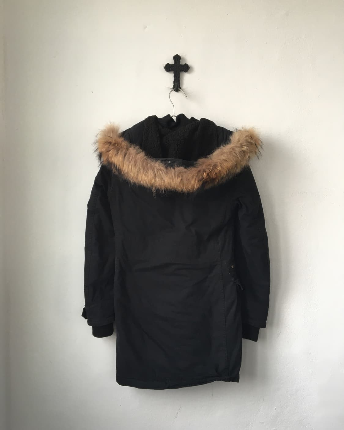 Fake fur hood high neck filed jacket 상품이미지3