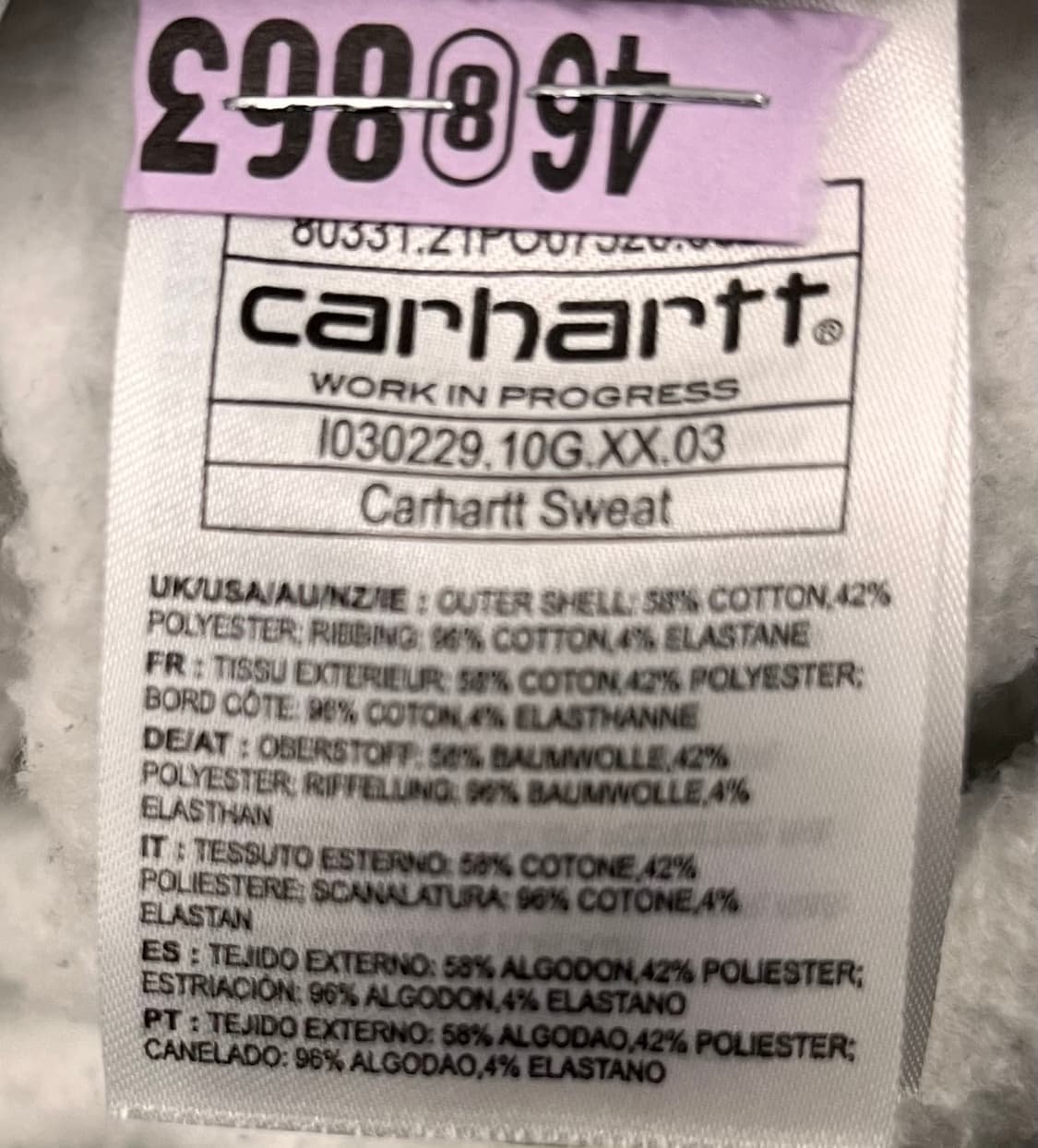 칼하트 자수 로고 맨투맨 그레이 M 상품이미지5