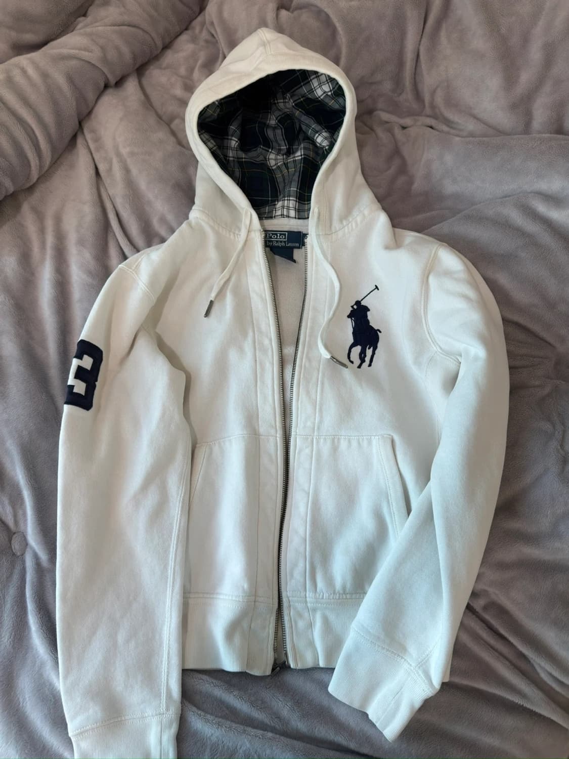 정품)폴로 빅포니 화이트 후드집업 M 상품이미지1
