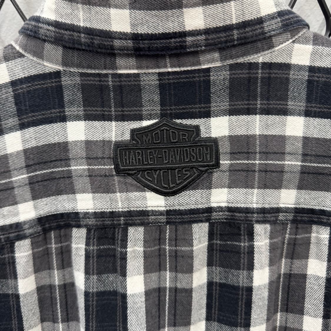 할리데이비슨 긴팔 체크 셔츠 이니셜 로고 포인트 블랙 화이트 상품이미지6